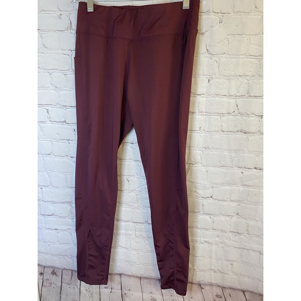 High-Rise‎ Leggings Burgundy Pockets  Sculpt